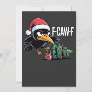F-caw-f Raven Crow Xmas Tree Christmas Raven Feiertagskarte