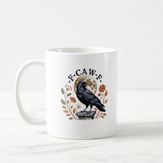 F-Caw-F Raven Moon Gothic Halloween Crow Bird Love Kaffeetasse (Links)