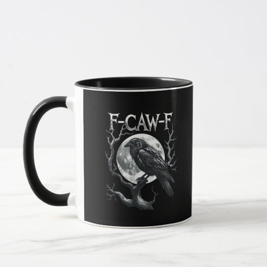 F-Caw-F Raven Moon Gothic Halloween Crow Bird Love Tasse (Links)