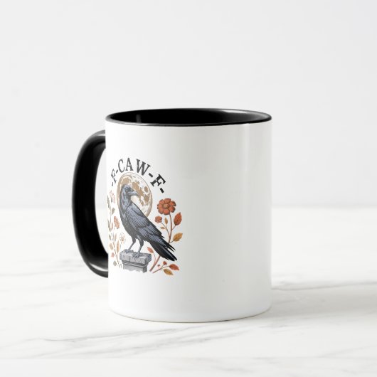 F-Caw-F Raven Moon Gothic Halloween Crow Bird Love Tasse (Vorderseite Links)