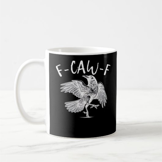F-Caw-F Raven Vintage-Grafik Kaffeetasse (Links)