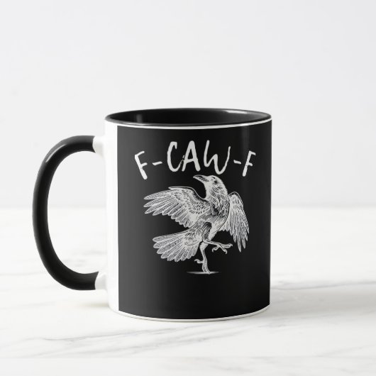 F-Caw-F Raven Vintage Graphic Tasse (Links)