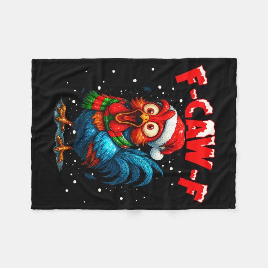 F Caw F Rooster Christmas Fcawf Chicken Whisperer  Fleecedecke (Vorderseite (Horizontal))