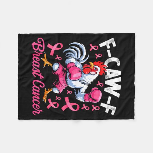 F Caw F Rooster Meme Chicken Humor Breast Cancer A Fleecedecke (Vorderseite (Horizontal))