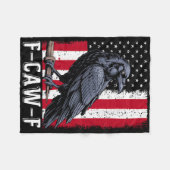 F-caw-f Schwarze Krähe Schwarzer Vogel Retro-Flagg Fleecedecke (Vorderseite (Horizontal))