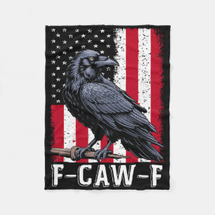 F-caw-f Schwarze Krähe Schwarzer Vogel Retro-Flagg Fleecedecke