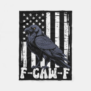 F Caw F Schwarze Krähe Schwarzer Vogel Retro USA-F Fleecedecke