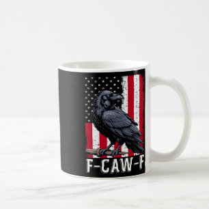 F-caw-f Schwarze Krähe Schwarzer Vogel Retro-USA-F Kaffeetasse