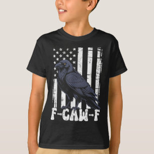 F Caw F Schwarze Krähe Schwarzer Vogel Retro-USA-F T-Shirt