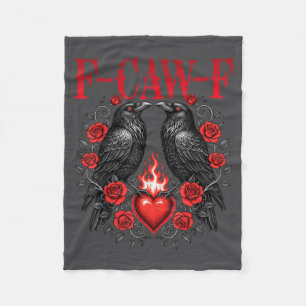 F-caw-f Schwarze Krähe Schwarzer Vogel Rosen Herz Fleecedecke