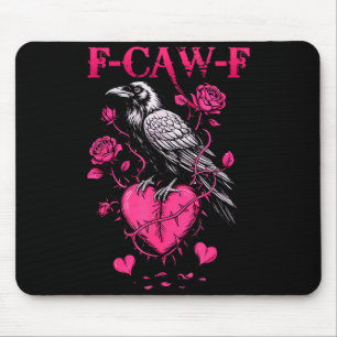 F-caw-f Schwarze Krähe Schwarzer Vogel Rosen Herz Mousepad