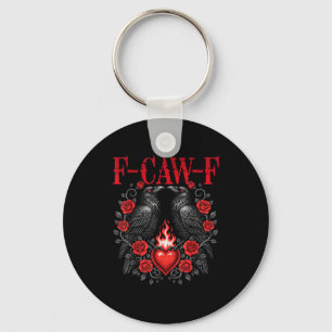 F-caw-f Schwarze Krähe Schwarzer Vogel Rosen Herz Schlüsselanhänger