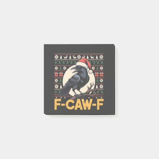 F-Caw-F Ugly Christmas Sweater Funny Raven Xmas Post-it Klebezettel (Vorderseite)