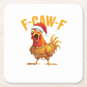F-Caw-F Weihnachten Lustiges Huhn Weihnachten Wese Rechteckiger Pappuntersetzer