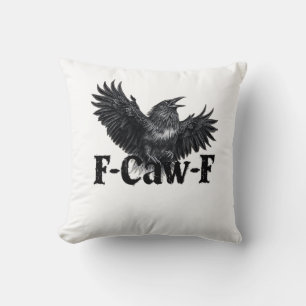 F-Caw-F Wütender Raben Kunst Druck Gothic Crow Ill Kissen