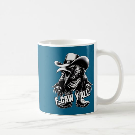 F-caw Y'all Crow Redneck Cowboy Hat Cussing Angry  Kaffeetasse (Rechts)