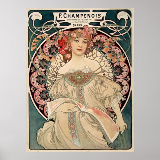 F. Champenois von Alfons Mucha - Art Nouveau Poster (Vorne)