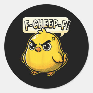 F-cheep-f wütendes Huhn Comic Pop Art Runder Aufkleber