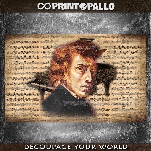 F. Chopin Der Klaviermeister mit Musikblatt Seidenpapier