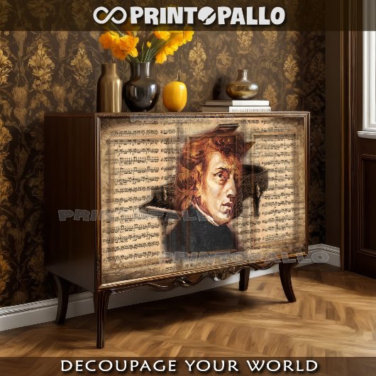 F. Chopin Der Klaviermeister mit Musikblatt Seidenpapier