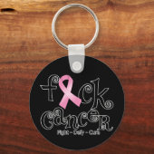 F*CK Brustkrebs (rosa Schleimhaut) Schlüsselanhänger (Vorderseite)