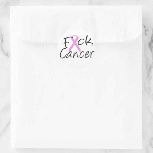 F*CK Cancer Runder Aufkleber (Tasche)