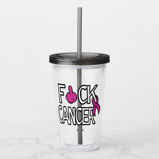 F#CK KREBS.. Brustkrebs Acryltrinkbecher (Vorderseite)