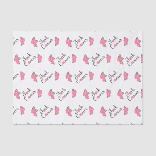 F*ck Krebs-Skript mit rosa Rosen-Seidenpapier Seidenpapier (Vorderseite)