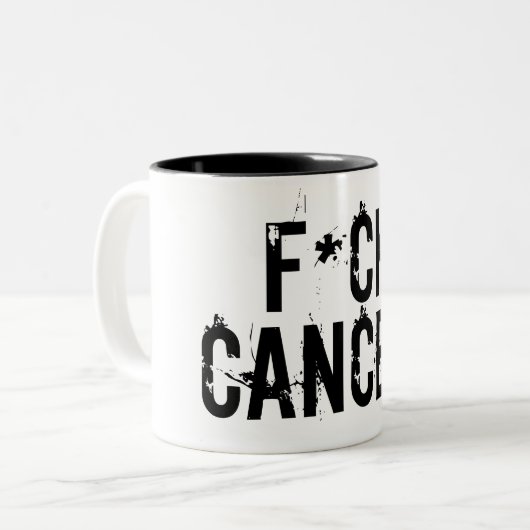 F*ck-Krebs-Tasse Zweifarbige Tasse (Vorderseite Links)