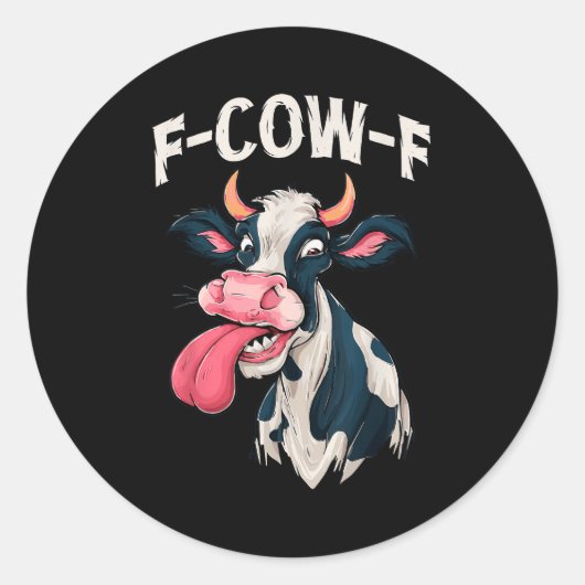 F-cow-f Funny Meme Fcowf Cow Men Women Runder Aufkleber (Vorderseite)