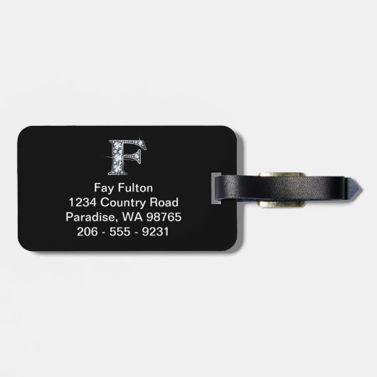 F "Diamond Bling" Gepäckmarke Gepäckanhänger (Rückseite horizontal)