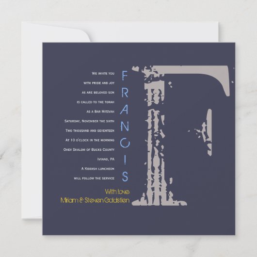 F Einladung zur ersten Sammlung Bat Bar Mitzvah (Vorderseite)