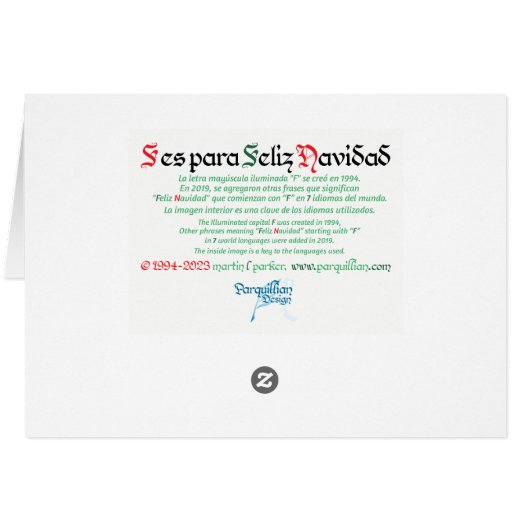 F es para Feliz Navidad Card (Rückseite Horizontal)