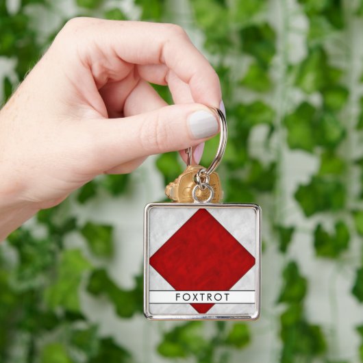 F Foxtrot Nautic Signal Flag + Ihr Name Schlüsselanhänger (Hand)