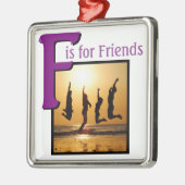 F für Freunde Silbernes Ornament (Links)