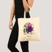 F für pinkfarbene Blumen-Monogramm-Tasche Tragetasche (Vorderseite (Produkt))