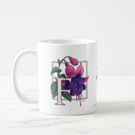 F für pinkfarbenes Blumen-Monogramm Kaffeetasse