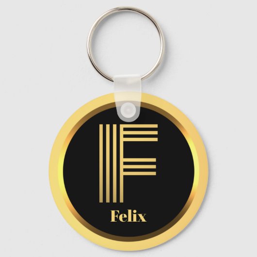 F Gold Mit Monogramm Letter Personalisiert Schlüsselanhänger (Vorderseite)