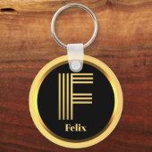 F Gold Mit Monogramm Letter Personalisiert Schlüsselanhänger (Vorderseite)