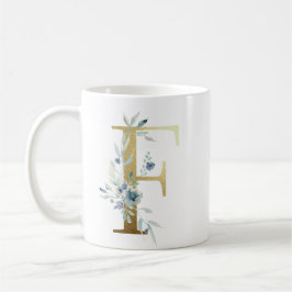 F Goldener Erstling mit blauem Blumenblättern Kaffeetasse