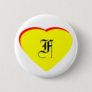 "F" Herz-Gelb-Hochzeit Einladung des MUSEUMS Button