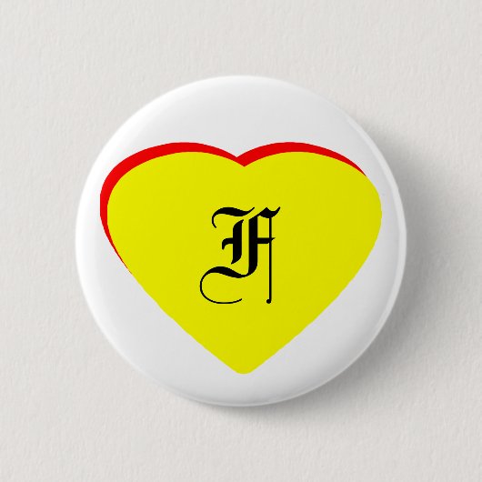 "F" Herz-Gelb-Hochzeit Einladung des MUSEUMS Button (Vorderseite)