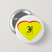 "F" Herz-Gelb-Hochzeit Einladung des MUSEUMS Button (Vorne & Hinten)