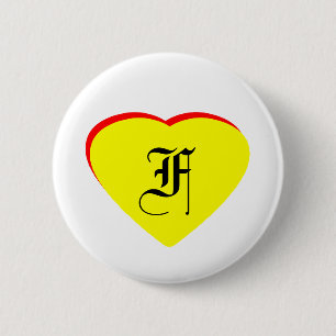 "F" Herz-Gelb-Hochzeit Einladung des MUSEUMS Button