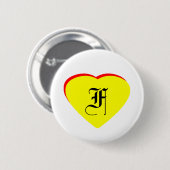 "F" Herz-Gelb-Hochzeit Einladung des MUSEUMS Button (Vorne & Hinten)