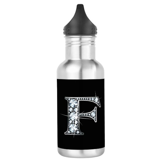 F-Imitate-"Diamant"-Monogramm Edelstahlflasche (Links)