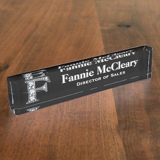 F Imitate Diamond Desk Namplate Namensplakette (Seite)