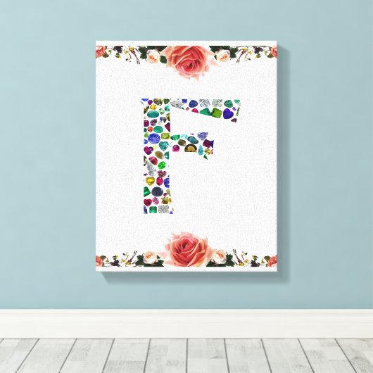 F Initial Gem Design Leinwanddruck (Insitu (Holzboden))
