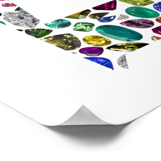 F Initial Gem Design Poster (Ecke)
