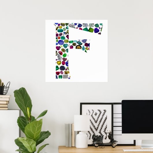F Initial Gem Design Poster (Heimbüro)